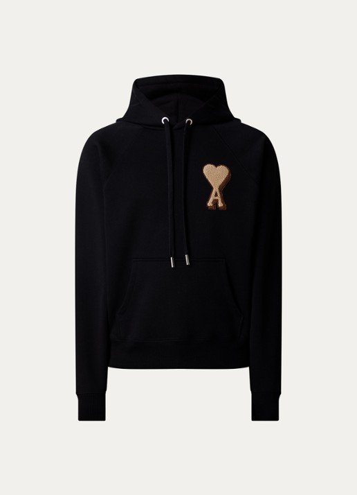 AMI Paris Hoodie met logo - voorkant zwart