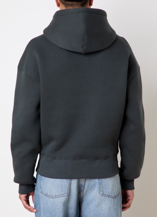 AMI Paris Hoodie met logoborduring - achterkant antraciet