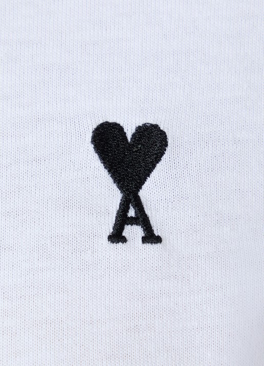 AMI Paris Longsleeve met logoborduring - detail 4 wit