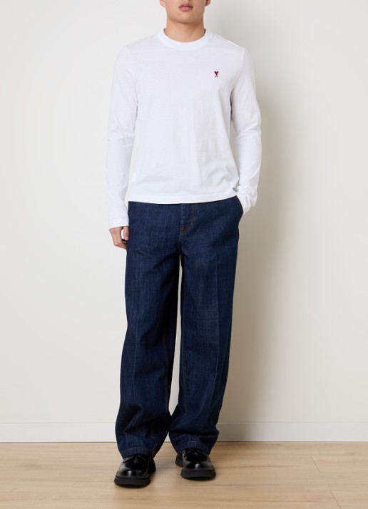 AMI Paris Longsleeve met logoborduring - voorkant 3 wit