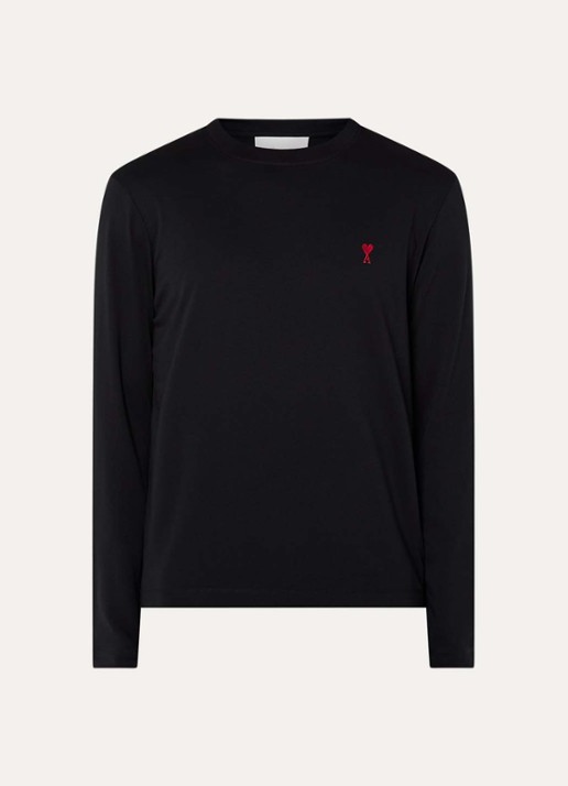 AMI Paris Longsleeve met logoborduring - voorkant 4 zwart