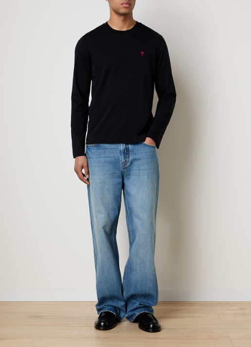 AMI Paris Longsleeve met logoborduring - voorkant 5 zwart