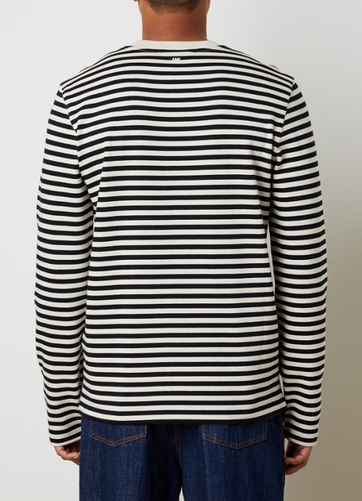 AMI Paris Longsleeve met streepprint - achterkant gebroken wit
