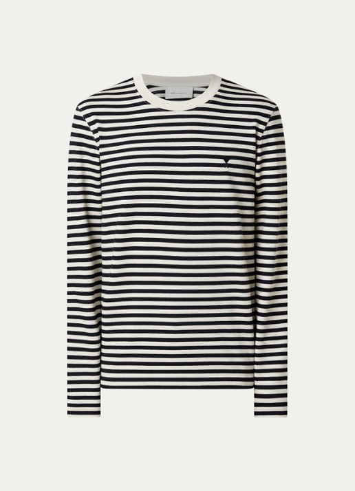 AMI Paris Longsleeve met streepprint - voorkant 2 gebroken wit