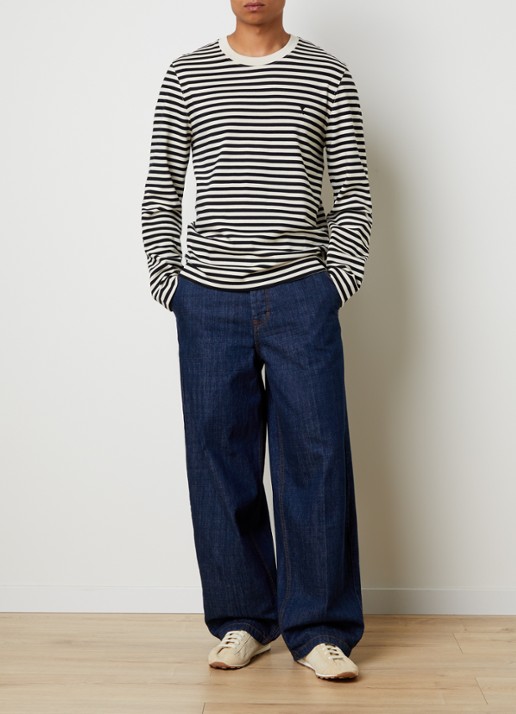 AMI Paris Longsleeve met streepprint - voorkant 3 gebroken wit