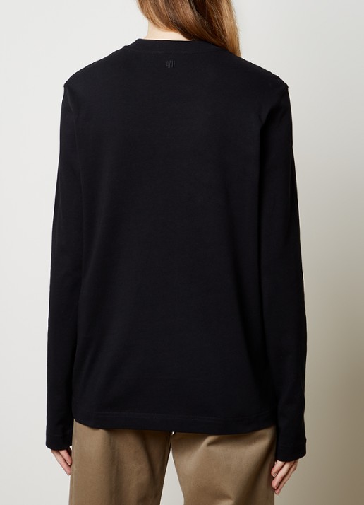 AMI Paris Longsleeve van  katoen met logoborduring - achterkant 4 zwart