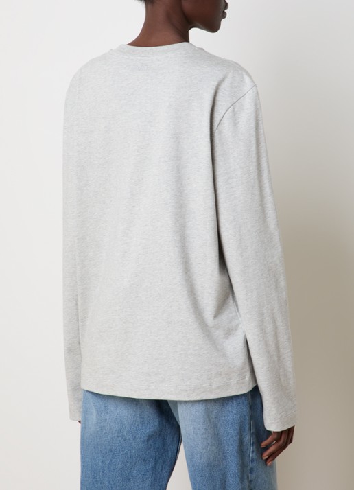 AMI Paris Longsleeve van  katoen met logoborduring  - achterkant grijsmele
