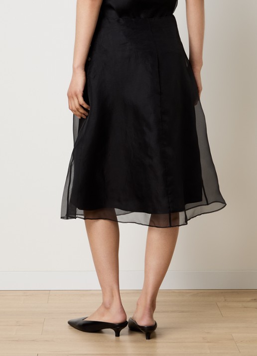 AMI Paris Mid waist midi rok van zijde - achterkant 5 zwart