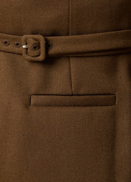 Ami Paris Midi kokerrok met paspelzakken - detail 2 bruin