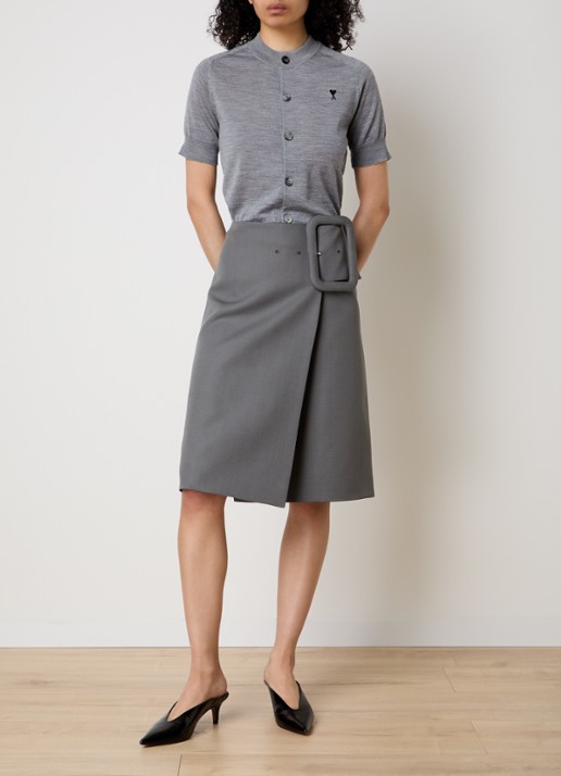 AMI Paris Midi rok van scheerwol - voorkant 2 grijs