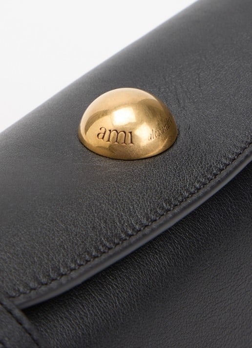 AMI Paris Mini Carrousel clutch van leer met afneembare schouderriem - detail 5 zwart