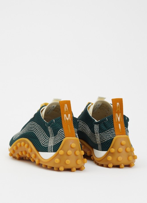 AMI Paris Mirage sneaker met schapenleren details - achterkant 6 donkergroen