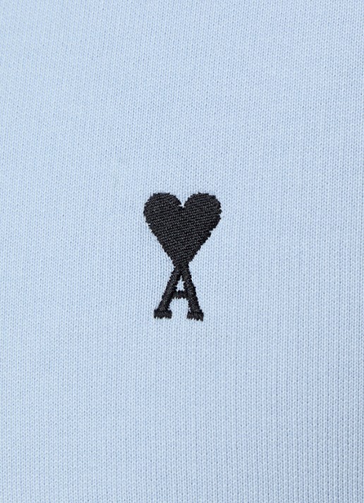 AMI Paris Molleton sweatvest met logo en capuchon - detail 4 lichtblauw