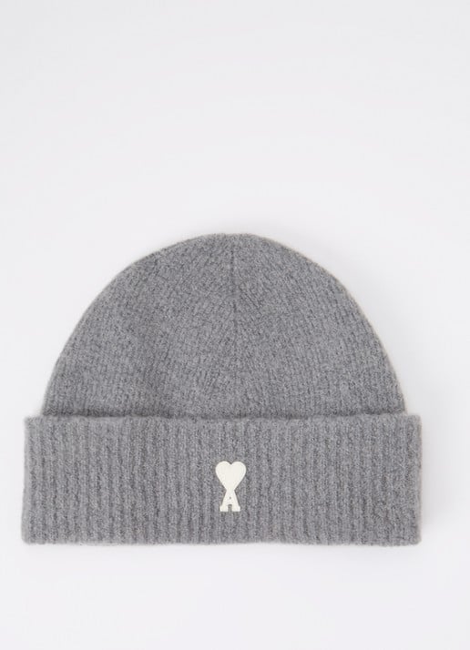 AMI Paris Muts in alpaca wolblend met logoborduring
