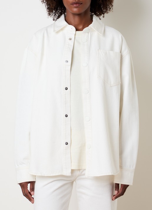 AMI Paris Overshirt met borstzak - detail 2 gebroken wit