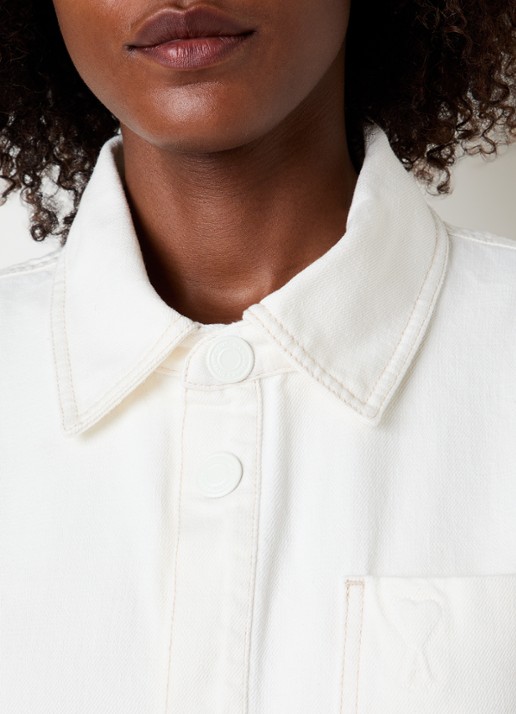 AMI Paris Overshirt met borstzak - detail 3 gebroken wit