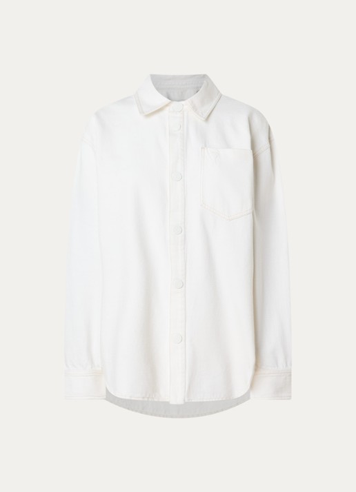 AMI Paris Overshirt met borstzak - voorkant 4 gebroken wit