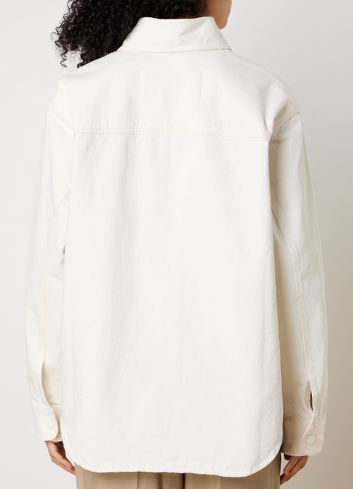 AMI Paris Overshirt van denim met logoborduring - achterkant 3 gebroken wit