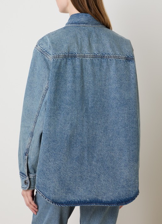 AMI Paris Overshirt van denim met logoborduring - achterkant 5 indigo