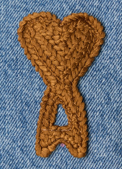 AMI Paris Overshirt van denim met logoborduring - detail 4 indigo
