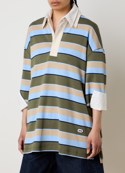 AMI Paris Oversized polo met streepprint
