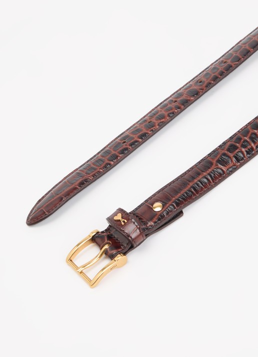 Ami Paris Paris Paris riem van leer met structuur - detail bruin