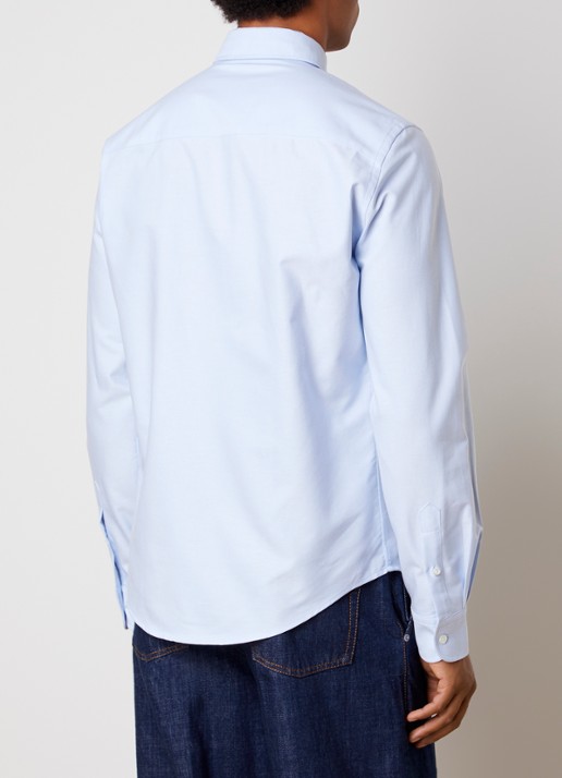 AMI Paris Quota blouse met logoborduring - achterkant 5 lichtblauw