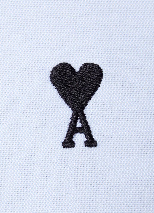 AMI Paris Quota blouse met logoborduring - detail 4 lichtblauw