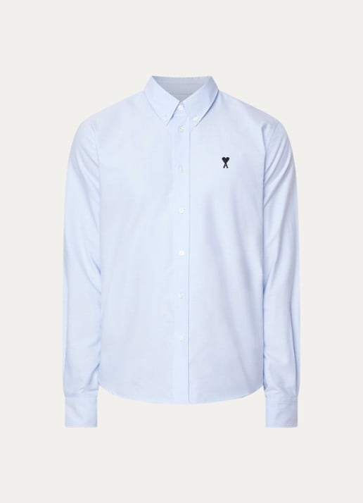 AMI Paris Quota blouse met logoborduring - voorkant lichtblauw