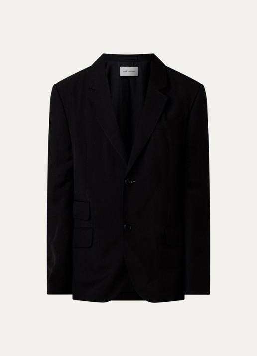 AMI Paris Regular fit colbert in linnenblend met klepzakken - voorkant 3 zwart
