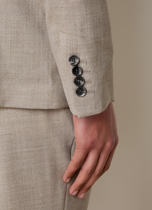 AMI Paris Regular fit colbert van wol met klepzakken - detail 3 zand
