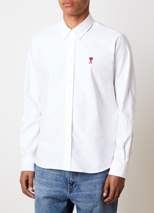 AMI Paris Regular fit overhemd met logo - detail 4 wit