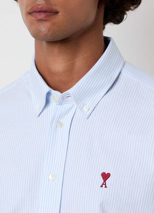 AMI Paris Regular fit overhemd met logo - detail 3 lichtblauw