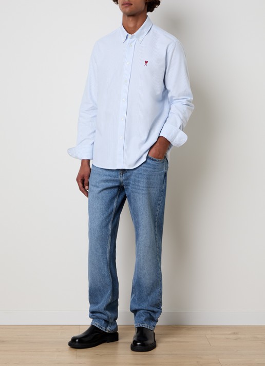 AMI Paris Regular fit overhemd met logo - voorkant 5 lichtblauw