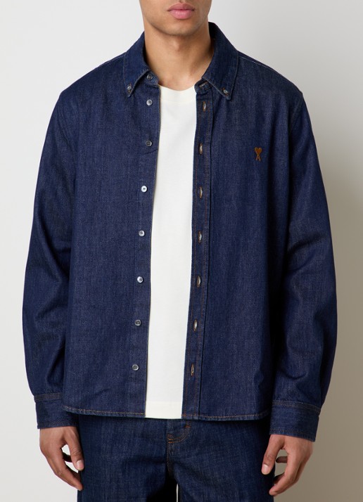 AMI Paris Regular fit overhemd van denim met logo