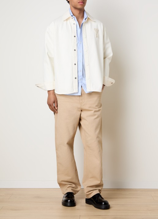 AMI Paris Regular fit overshirt met logo - voorkant 5 gebroken wit