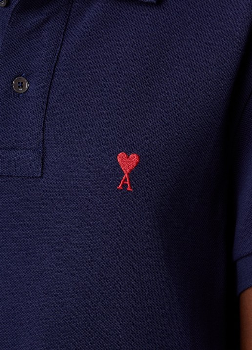 AMI Paris Regular fit polo met logo - detail 2 donkerblauw