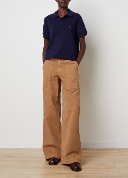 AMI Paris Regular fit polo met logo - voorkant 5 donkerblauw