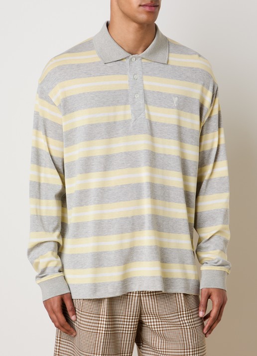 AMI Paris Regular fit polo met streepprint