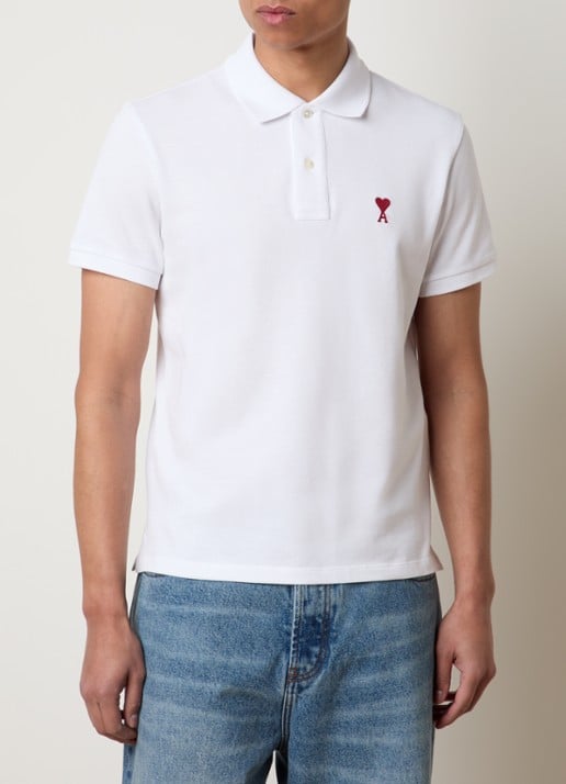 AMI Paris Regular fit polo van  piqué katoen met logo