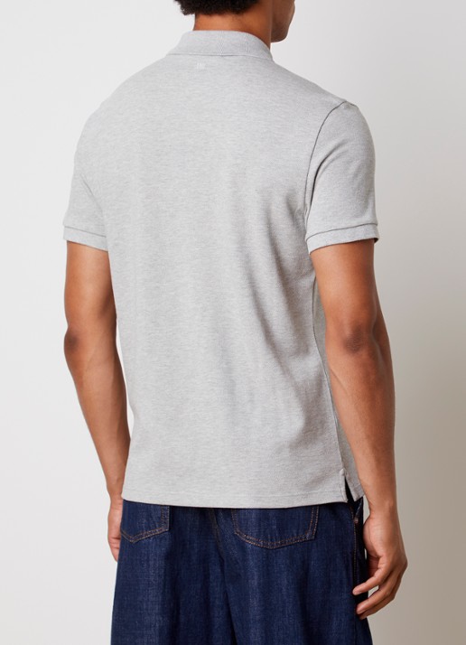 AMI Paris Regular fit polo van piqué katoen met logoborduring - achterkant 5 lichtgrijs