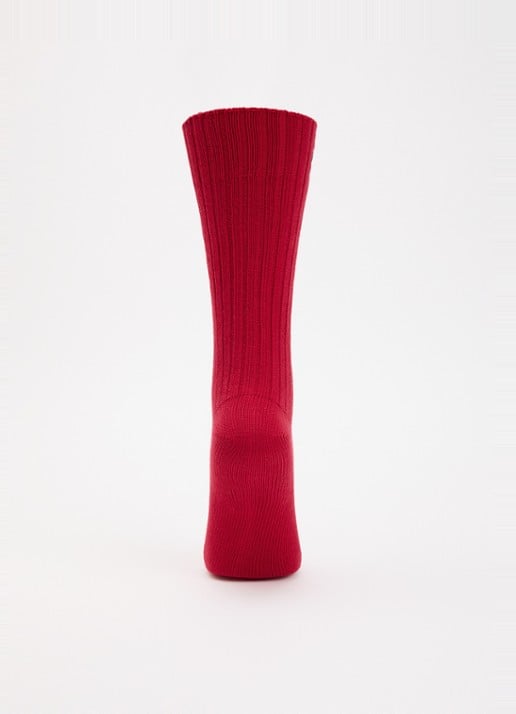 AMI Paris Ribgebreide sokken met logoborduring - voorkant 2 rood