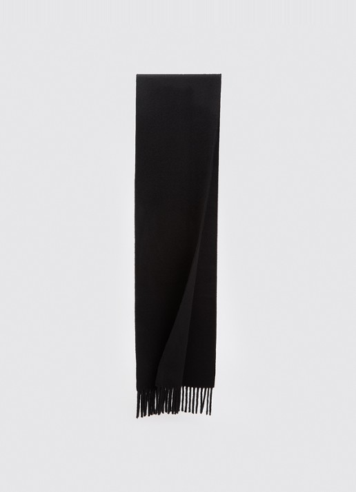 AMI Paris Sjaal van wol met logodetail van leer 200 x 25 cm - detail 2 zwart
