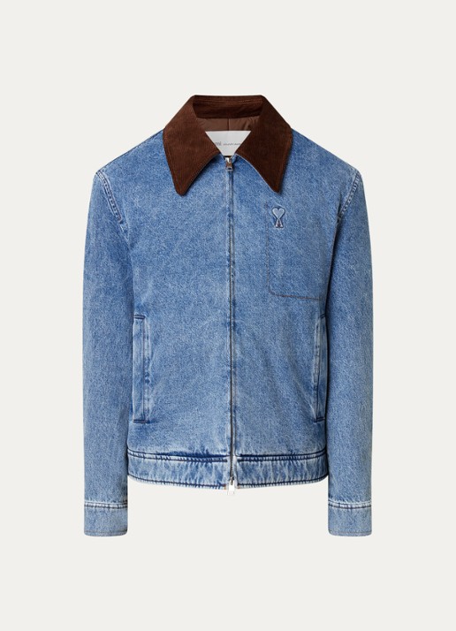 AMI Paris Spijkerjas met logo en steekzakken - voorkant indigo