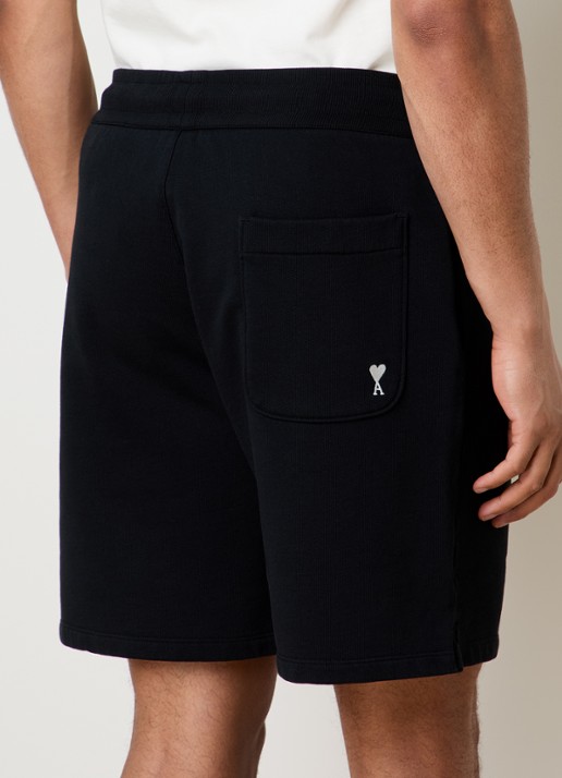 AMI Paris Straight fit korte joggingsbroek met steekzakken - achterkant zwart