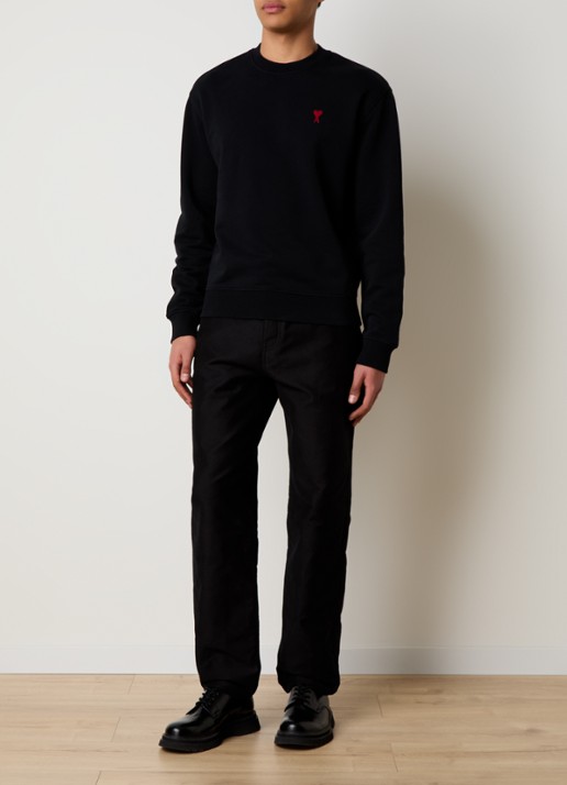 AMI Paris Sweater met logoborduring - voorkant 5 zwart