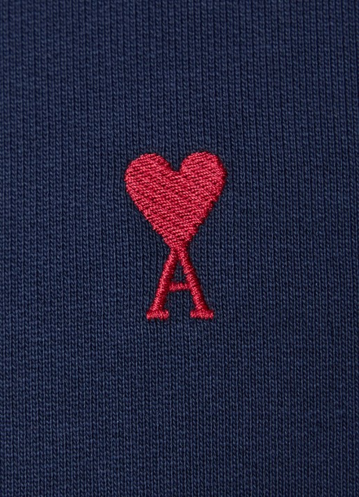 AMI Paris Sweater met logoborduring - detail 2 donkerblauw