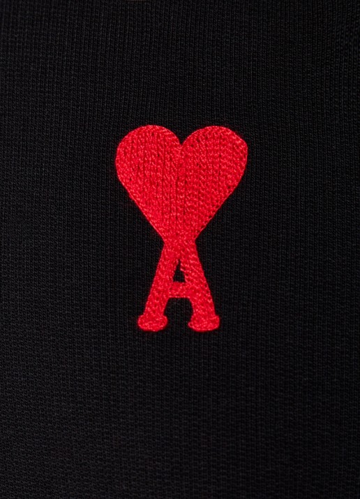 AMI Paris Sweater van  katoen met logoborduring - detail 4 zwart