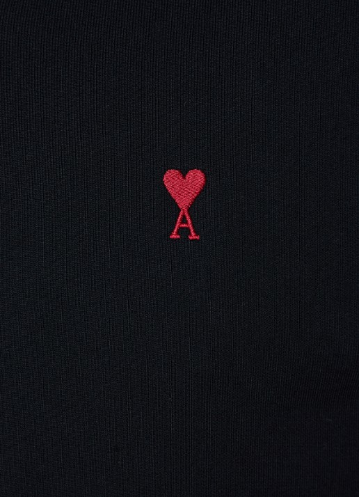 AMI Paris Sweatvest van merino wol met logoborduring - detail 3 zwart