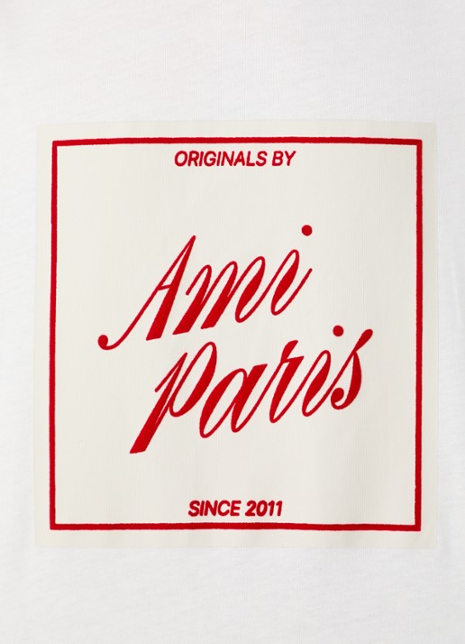 AMI Paris T-shirt met flock logoprint - detail 5 naturel